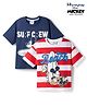 HoneyHap Disney Single Jersey Knit Drop Shoulder Sleeves With Mickey Mouse Graphics Pack of 2 - Multicolor