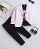 Fourfolds Cotton Blend Woven Full Sleeves Checked Blazer & Trousers With Tee Set - Light Pink