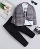 Fourfolds Cotton Blend Woven Full Sleeves Checked Blazer & Trousers With Tee Set