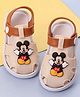Yellow Bee Disney Featuring Mickey Mouse Applique Detailed Buckle Closure Sandals - Beige