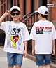 Pine Kids Disney Single Jersey Knit Half Sleeves T-Shirt With Front & Back Mickey Mouse Graphics - White