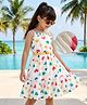 Hola Bonita Cotton Woven Sleeveless Frock With Heart Print & Belt - Multicolor