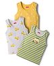 Babyhug 100% Cotton Knit Sleeveless Sando Vests With Taxi & Star Print Pack of 3 - Multicolor