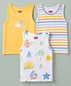 Babyhug 100% Cotton Knit Sleeveless Striped & Nautical Theme Printed Sando Vests Pack Of 3 - Multicolor