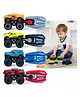 Oskart Big wheel 4 cars launcher metal car set with big tyres  diecast racing cars for kids, monster car toys, car set for kids ages 3-5 fun play (Assorted Color)