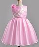 Bluebell Tissue Knit Sleeveless Party Dress With Floral Applique  - Pink