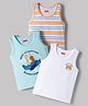 Babyhug 100% Cotton Knit Sleeveless Sando Vests With Animal Print Pack of 3 - Multicolor