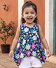 Babyhug Cotton Knit Sleeveless  Floral Printed Top - Multicolour