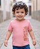 Babyoye Single Jersey Knit T-Shirts Placement Print Half Sleeves Round Neck Brown 0-3 Months