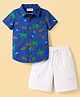Babyhug Cotton Woven Half Sleeves Shirt & Denim Shorts With Tropical Theme - Blue