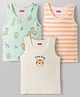 Babyhug 100% Cotton Knit Sleeveless Sando Vests with Tiger Print Pack of 3 - Multicolor