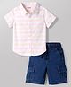 Babyhug Cotton Woven Half Sleeves Striped Shirt & Shorts Set - Multicolor