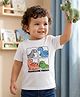 Babyoye 100% Cotton Knit Half Sleeves Dino Printed T-Shirt - White
