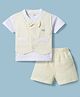 Mom's pet Cotton Knit Half Sleeves Solid Tee & Shorts With Jacket Set -Yellow