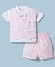 Mom's pet Cotton Knit Half Sleeves Solid Tee & Shorts With Jacket Set - Pink