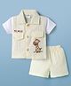 Mom's pet Cotton Knit Half Sleeves Giraffe Embroidered Shirt & Shorts Set - Yellow