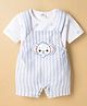 Mom's pet Cotton Knit Elephant Embroidered Dungaree With Half Sleeves Tee - Sky Blue