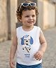 Babyoye Cotton Knit T-Shirts Placement Print Round Neck Sleeveless White 0-3 Months