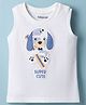 Babyoye Cotton Knit T-Shirts Placement Print Round Neck Sleeveless White 3-6 Months