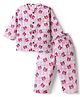 Mom's pet Cotton Knit Full Sleeves Bear Printed Coordinating Shirt & Pant Night Suit - Peach