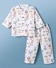 Mom's pet Cotton Knit Half Sleeves Animals Printed Shirt & Pajama Night Suit - White