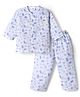 Mom's pet Cotton Knit Half Sleeves Bear Printed Shirt & Pajama Night Suit  - Blue