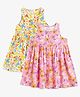 Campana Rayon Woven Pack Of 2 Sleeveless Floral Printed Dresses - Pink & Off White
