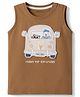 Babyoye Single Jersey Knit Sleeveless Tank T-Shirt With Car & Animal Detailing - Light Brown
