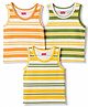 Babyhug 100% Cotton Knit Sleeveless Striped Sando Vests Pack Of 3 - Multicolor