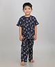 Sheer Love Cotton Jersey Knit Half Sleeves Football Printed Coordinating Tee & Pajama Night Suit - Navy Blue