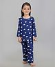 Sheer Love Cotton Jersey Knit Full Sleeves Heart Printed Coordinating Tee & Pajama Night Suit - Navy Blue