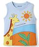 Babyoye Single Jersey Knit Sleeveless Tank T-Shirt With Giraffe Print & Applique - Blue