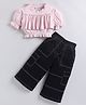 M'andy Sinker Woven Half Puffed Sleeves Striped Crop Top & Pants Set - Multi Colour