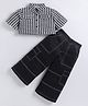 M'andy Lycra Woven Half Sleeves Houndstooth Printed Shirt Style Top With Pant Set - Multi Colour