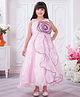 Tiny Kingdom Tissue Woven Sleevless Floral Applique Detailed Gown - Pink