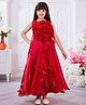 Tiny Kingdom Tissue Woven Sleeveless Floral Applique & Ruffle Detailed Gown - Red