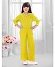 TINY BABY Woven Three Fourth Sleeves Floral Applique Detailed Top & Pant Set - Yellow