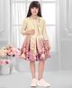 TINY BABY Satin Woven Stone Embellished Floral Printed Pleated Dress With Three Fourth Sleeves Floral Applique Detailed Jacket - Cream