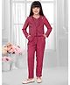 TINY BABY Woven Striped Coordinating Top & Pant With Full Sleeves Jacket Set - Maroon