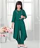 TINY BABY Woven Pearls & Sequins Embellished Top & Pant With Three Fourth Sleeves Jacket Set - Green