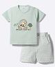 Mom's pet Cotton Knit Half Sleeves Rabbit Embroidered Tee & Shorts Set - Green