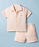 Mom's pet Cotton Knit Half Sleeves Textured Shirt & Shorts Set - Peach