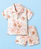 Mom's pet Cotton Knit Half Sleeves Palm Trees Printed Coordinating Shirt & Shorts Set - Peach