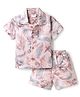 Mom's pet Cotton Knit Half Sleeves Abstract Printed Coordinating Shirt & Shorts Set - Peach