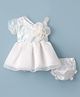 Mom's pet Cotton Knit Sleeveless Sequins Embellished Dress With Bloomers - White