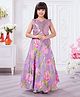 Tiny Kingdom Woven Sleeveless Sequins Embellished Top & Floral Printed Skirt Set - Purple