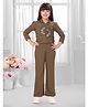 TINY BABY Woven Three Fourth Sleeves Floral Applique Detailed Top & Pant Set - Brown