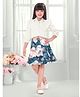 TINY BABY Satin Woven Three Fourth Sleeves Frill Detailed Top & Skirt Set - White