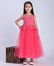 Toy Balloon Kids Net Woven Sleeveless Floral Embroidered Gown - Fuschia Pink