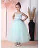 Toy Balloon Kids Net Woven Sleeveless Floral Designed Glitter Detailed Gown - Sea Green